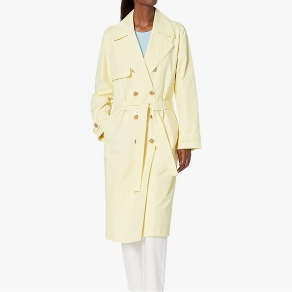 The Drop Plus Size 4X Double Breasted Noa Trench Coat Butter Pastel Yellow NWT - Picture 1 of 12